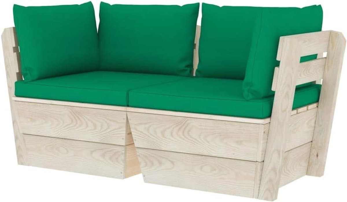 Tuin Palletbank - Houten Bank - Buiten Ontspannen - Geïmpregneerd Sparrenhout - 60 x 60 x 65 cm - Groen