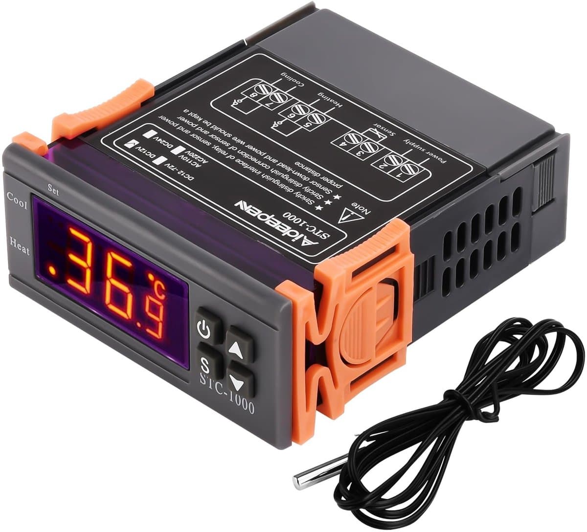 SolidKeus - Digitale Temperatuurcontroller met NTC Sensor voor Verwarming en Koeling