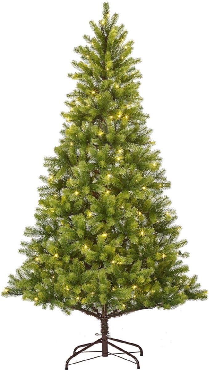 Black Box Trees Nagoya Kerstboom met Verlichting - Kerstversiering met 922 Volle Takken en Kliksysteem - Kunstboom met LED-Verlichting - Hoogte 180 x Diameter 108 cm - Groen