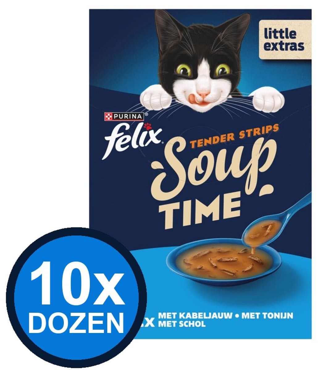 10x Felix - Soup Tender Strips Vis Multipack - Kattenvoer Natvoer - 288 g