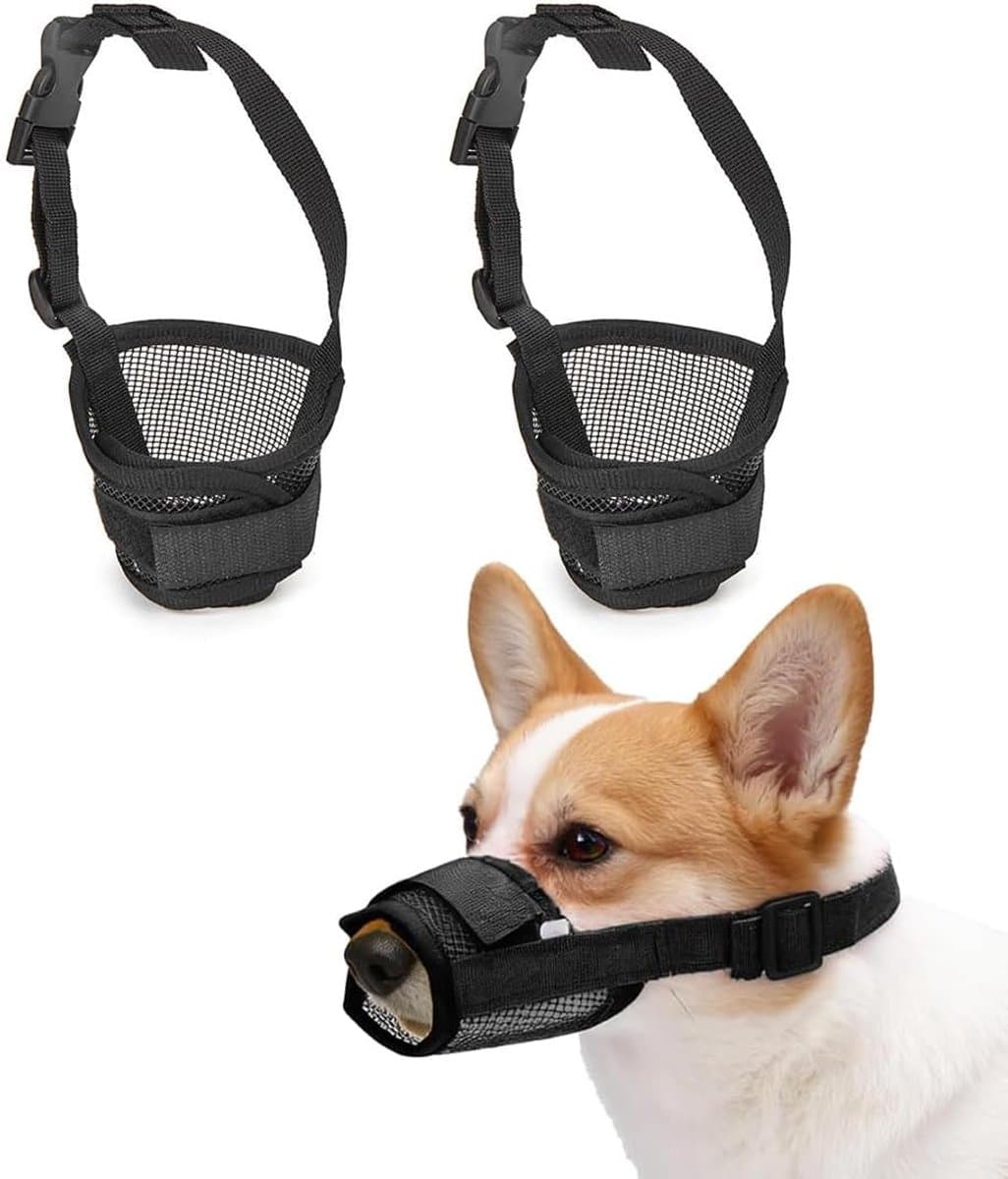 Muilkorf voor honden 14-17 cm - nylon met ademend mesh - verstelbare drinkring - voorkomt overmatig blaffen - SnelShoppen