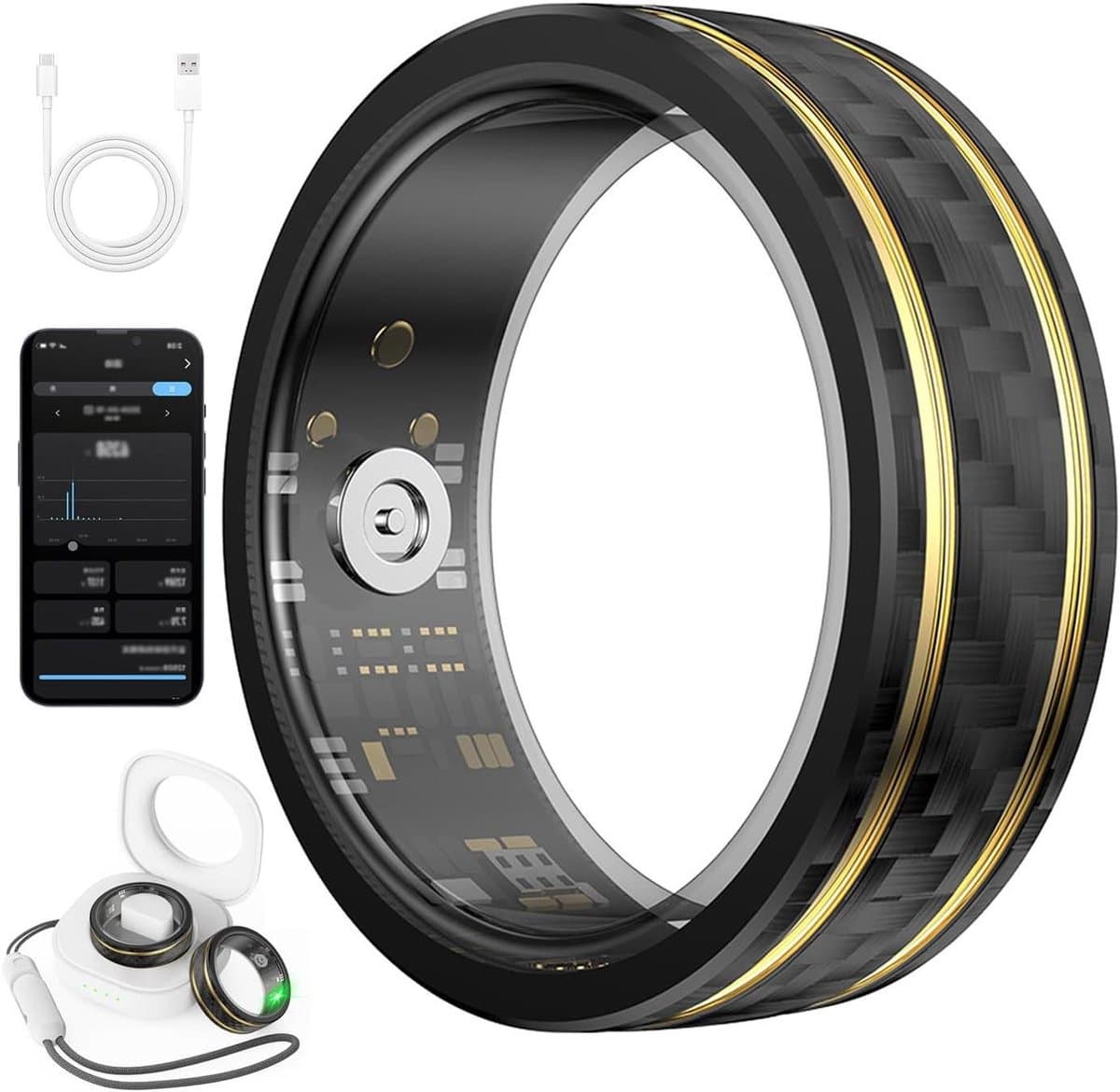 Slimme Ring - Fitness Tracker - Gezondheid Monitoren - Waterdicht IP68 - 3 Gram Licht - Zwart
