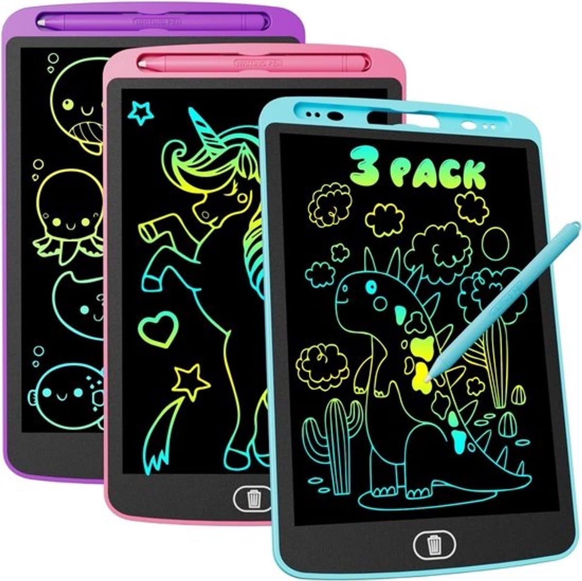 3x 10 Inch LCD Tekentablet voor Kinderen - Met Wisknop & Slot - Oogvriendelijk Schrijfbord