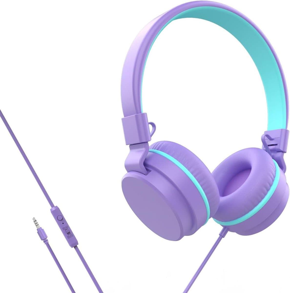 Kinderhoofdtelefoon On-Ear - Bedrade Headset - School en Thuis - Veilig Volume Limburg - Inklapbaar Lichtgewicht - Blauw