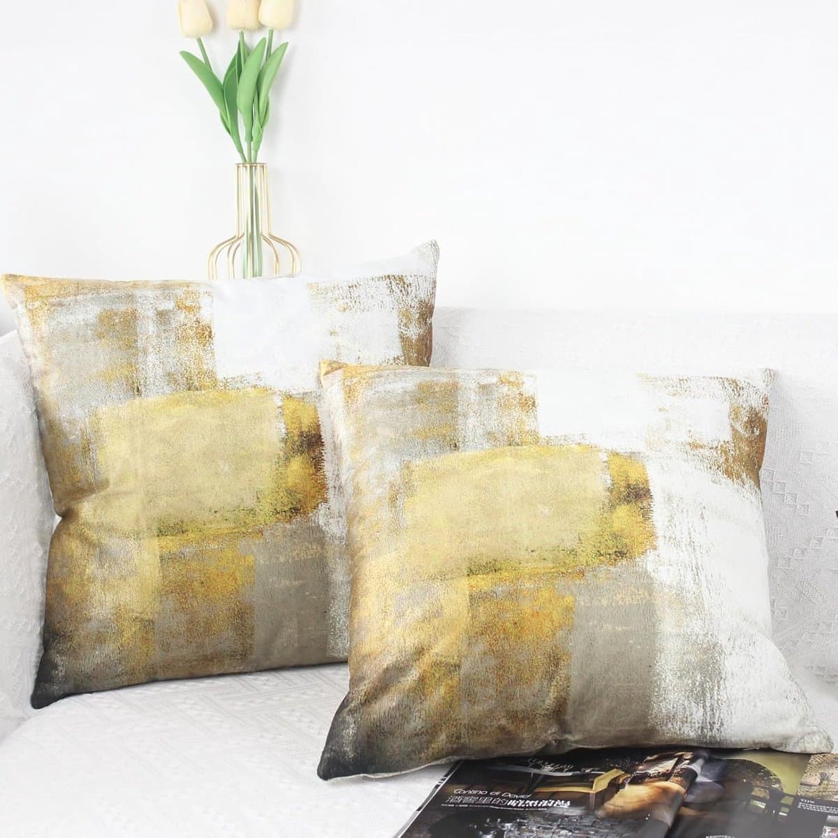 Fluwelen Kussenhoes 40x40 Set Van 2 Mosterdgele Decoratieve Kussenhoezen Zachte Esthetische Kussenhoes Landhuisstijl Decoratief Kussen Knuffelkussen Modern Bankkussen Decoratief Kussen