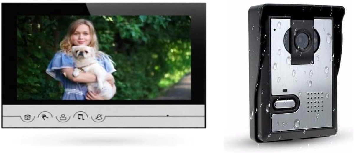 Videofoon Set - Deurbel met Camera - Veiligheid Thuis - 9 Inch Kleurenscherm - 20 x 20 x 30 cm