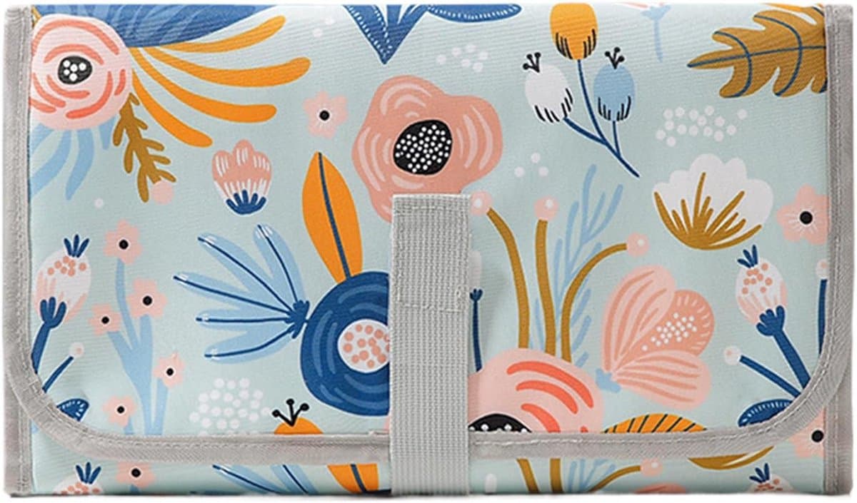 Verwisselingsmatras baby - Draagbaar reismatras - Baby verzorgen - Sneldrogend en waterdicht - 35 x 20 cm - Kleurrijke wereld