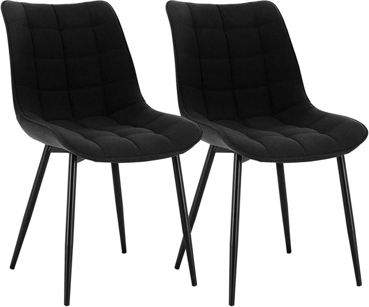 Eetkamerstoelen Set Zwart - Luxe, Linnen en Fauteuils met armleuning - Voor Eetkamer, Keuken en Woonkamer