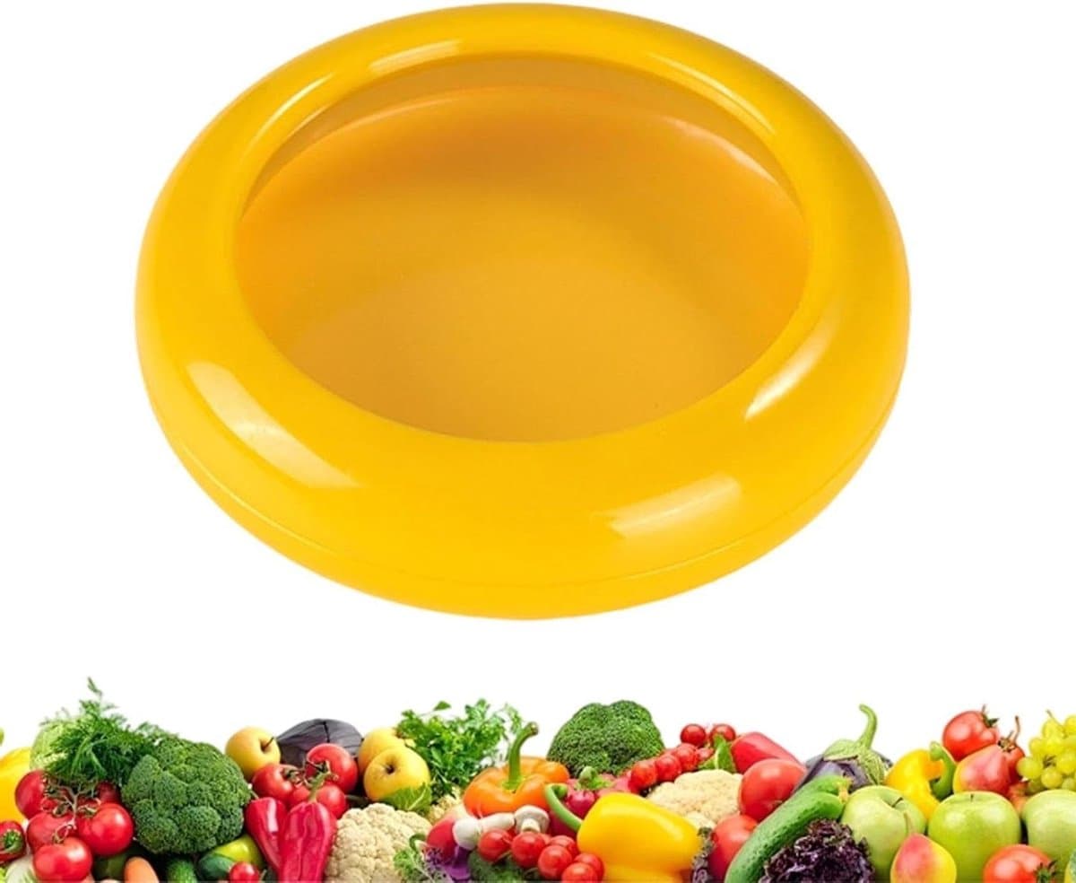 Fruit Bewaardozen Koelkast - Lekvrije Siliconen Doos - Voedsel Lang Vers - Vochtretentie Technologie - 17.5 x 14.5 cm - Geel