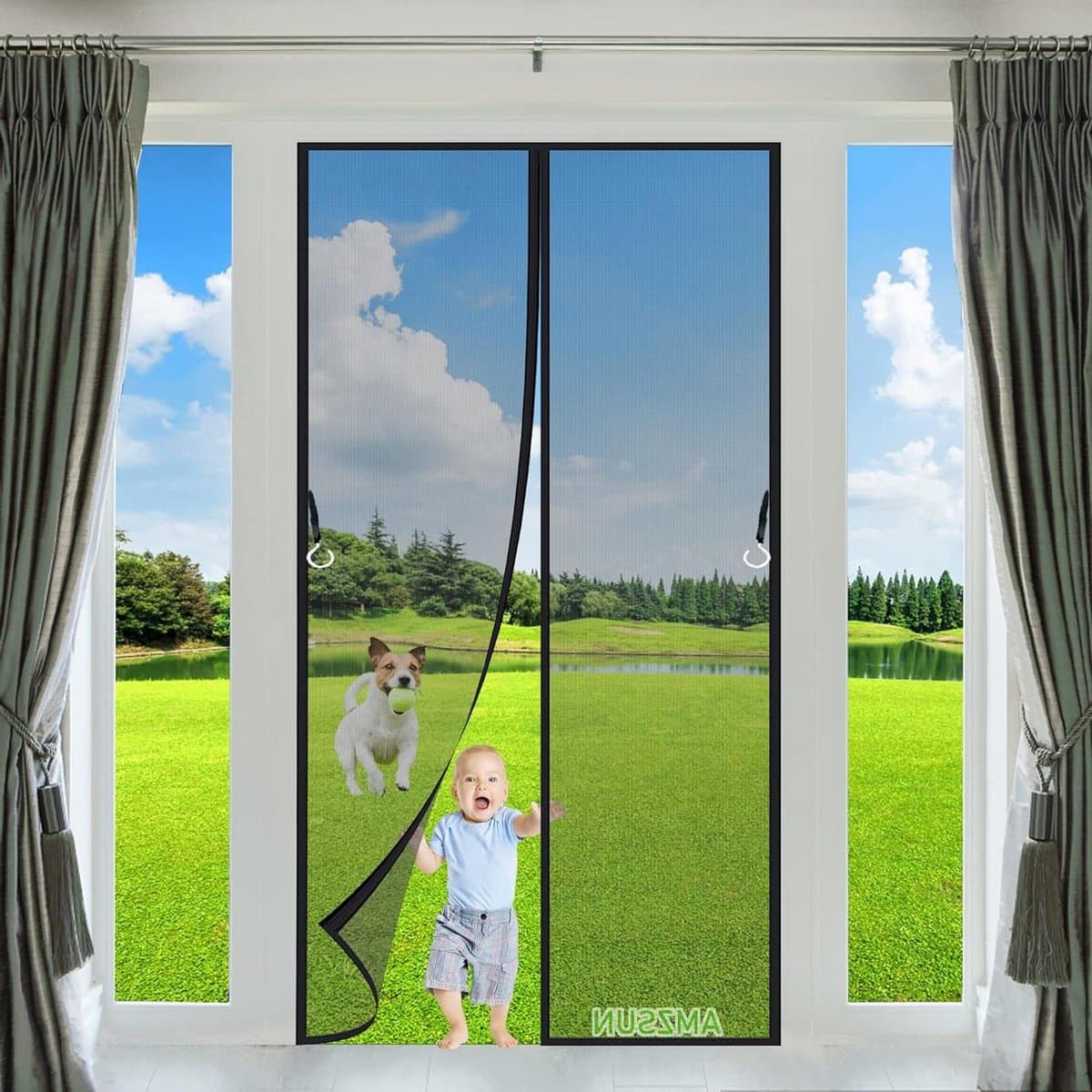 Magnetische hordeur - Vliegendeur mesh - Insecten buiten houden - Handsfree sluitend - 165x255cm - Zwart