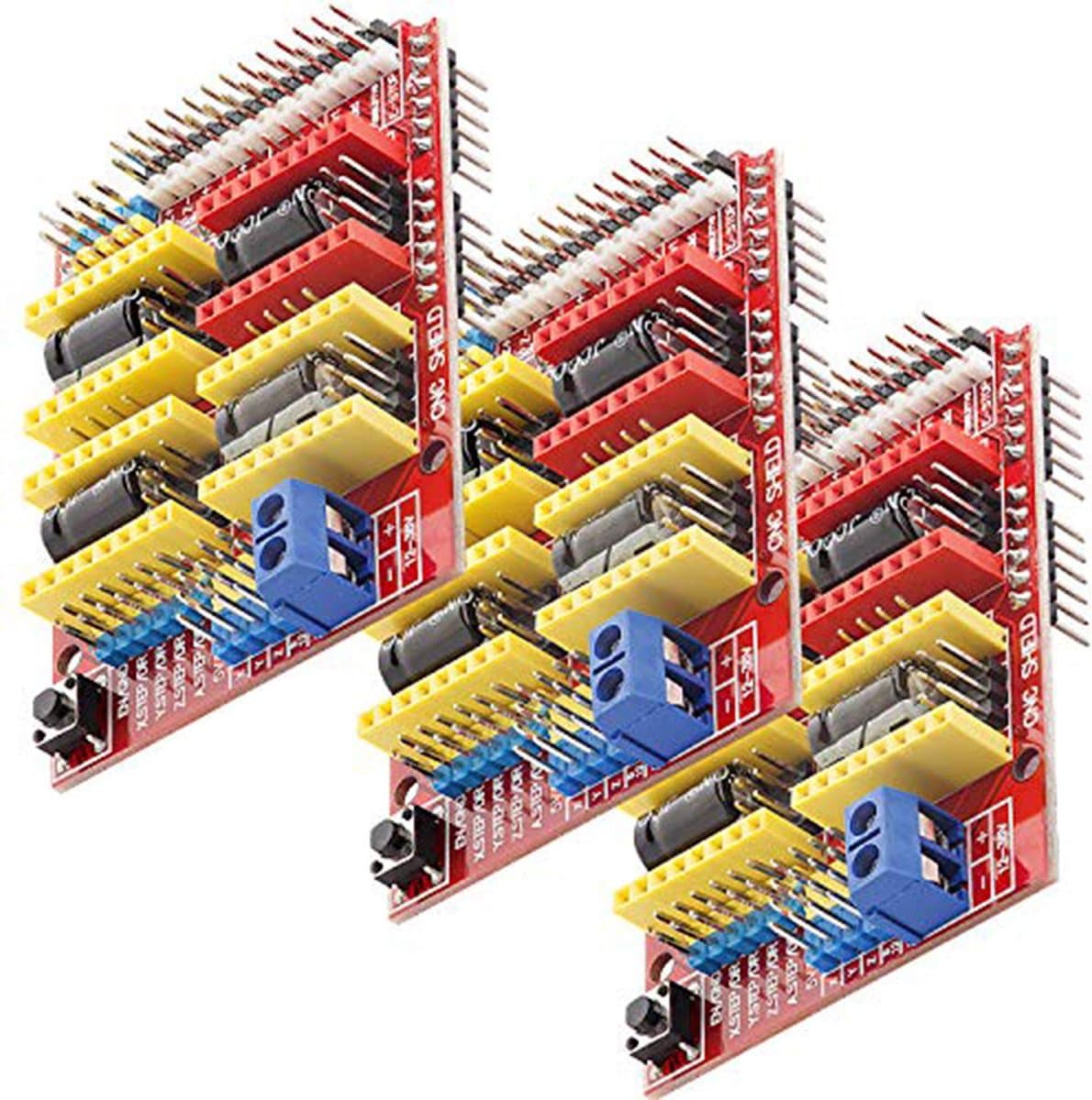 AZDelivery 3 x CNC Schild V3 ontwikkelingskaart voor A4988 stappenmotor driver Stepper voor 3D printer compatibel met Arduino Inclusief E-Book!