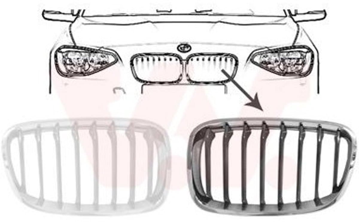 VanWezel 0633511 - Grille calandre gauche pour Bmw 1 f20/f21 de 09/2011 à 2015