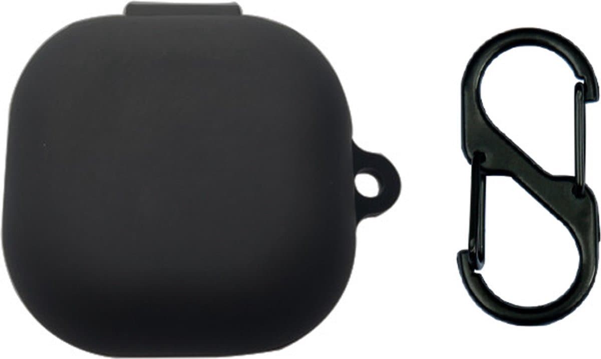 Somstyle Hoesje Geschikt Voor Samsung Buds 2 Pro, Buds 2 & Buds Live Draadloze Oordopjes - Zacht Siliconen met Clip - Zwart
