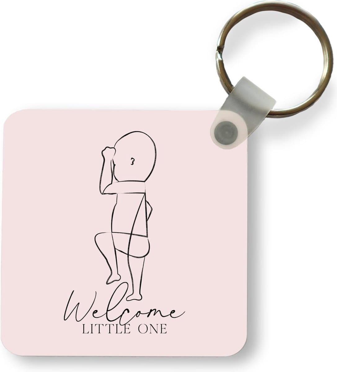 Sleutelhanger - Uitdeelcadeautjes - Quotes - Welcome little one - Spreuken - Baby - Roze - Plastic