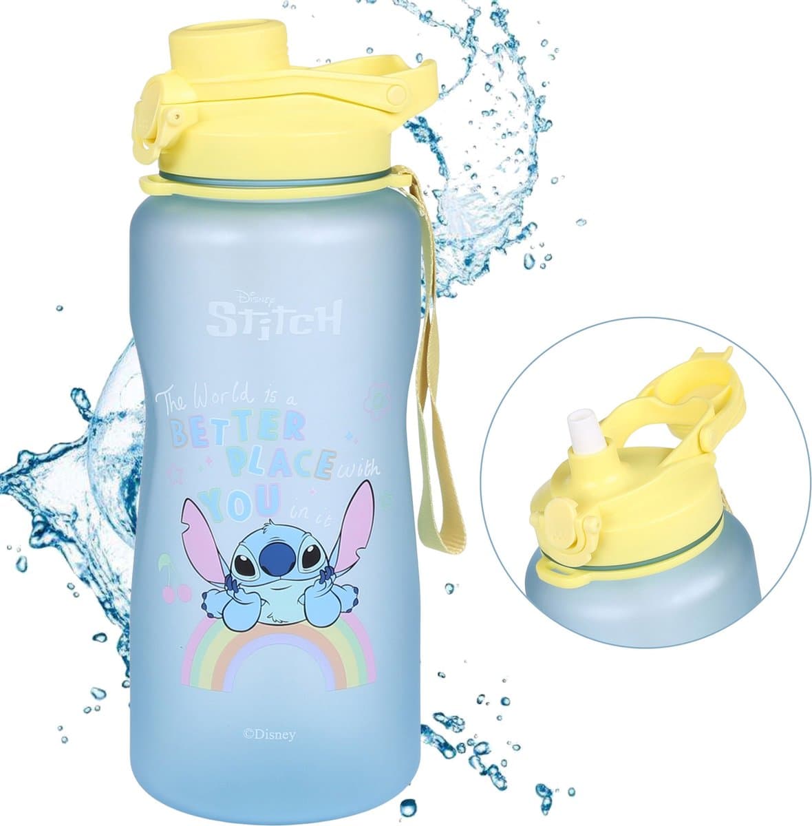 Angel en Stitch Disney Grote plastic fles met schaalverdeling 2,3L