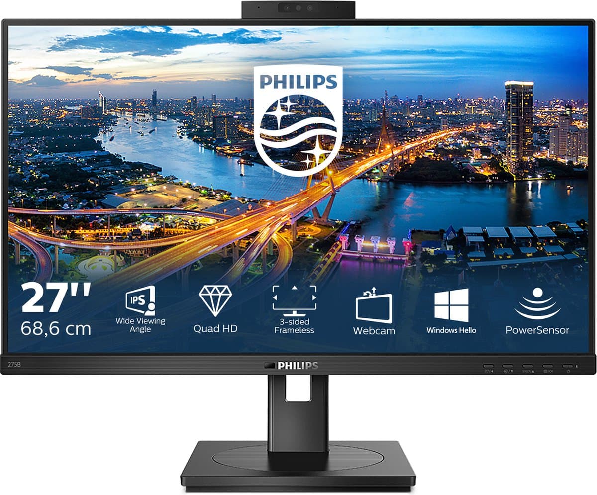Philips B Line 275B1H/00 computermonitor 68,6 cm (27") 2560 x 1440 pixels 2K Ultra HD LED zwart
