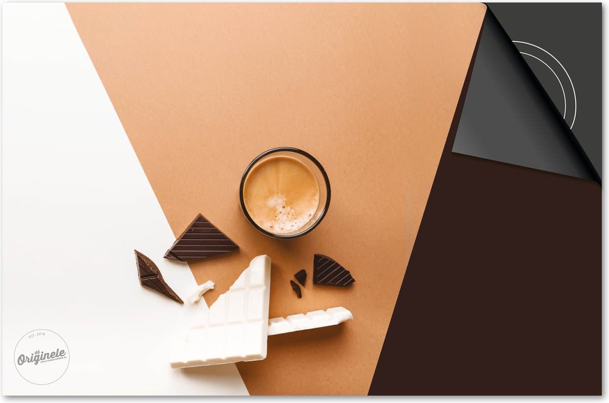 Inductie beschermer 78x52 - afdekplaat inductie mat - Dietrix Kookplaat beschermer - Exclusief - Koffie en Chocola - Bruin Wit Zwart chocola