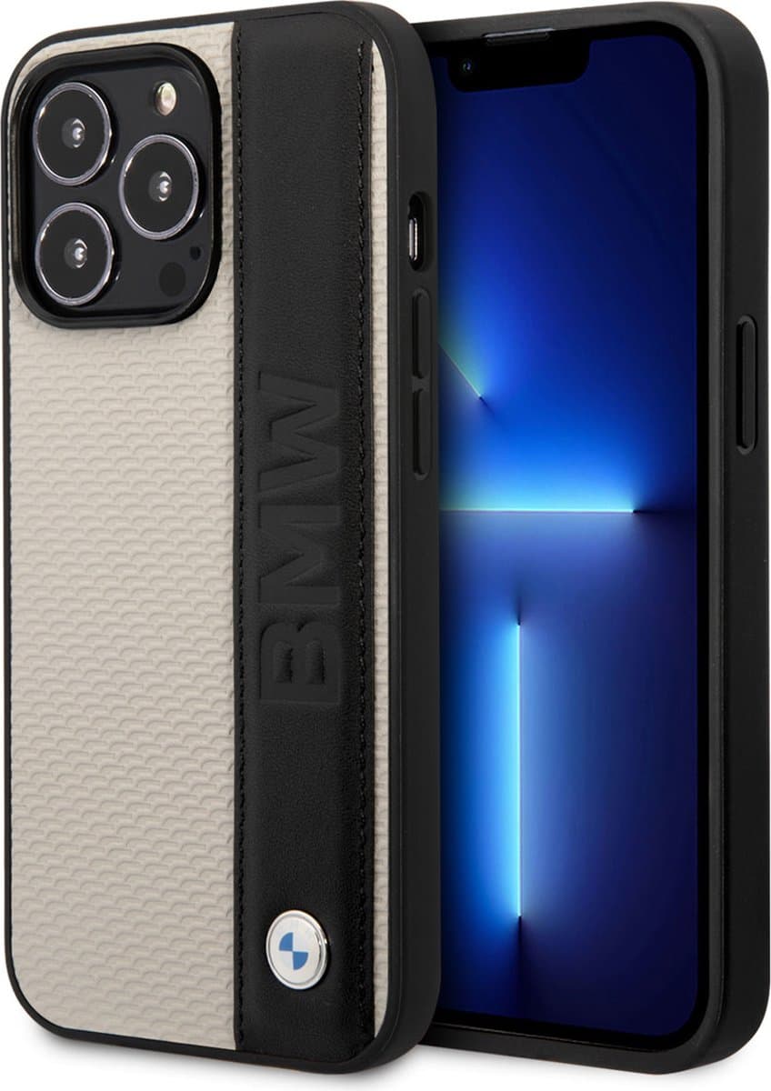 BMW Telefoonhoesje voor Apple iPhone 14 Pro Max - Pu Leer, Beige, Back Cover, Bescherming.