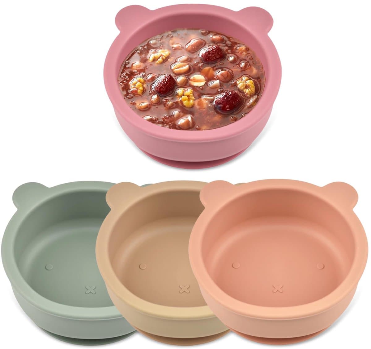 My Ninki ® Veiligheid en Gemak: Siliconen Babykommen Met Zuignap voor Eenvoudig Zelfstandig Eten, Set van 4 Kleurrijke Stuks