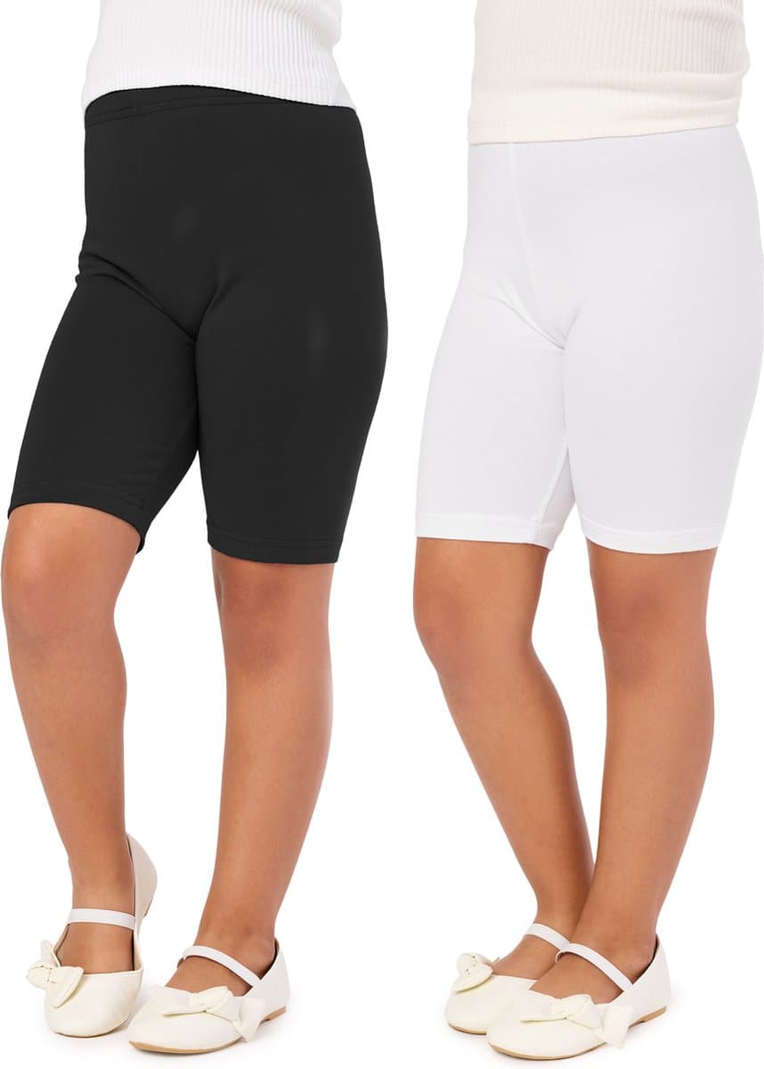 Merry Style Meisjes Leggings 2Pack - Sport - Vrijetijdsbroek - Kort – Viscose - Sporbroek - Yogabroek – Zwart/Wit(2Pack) – 122 - MS-MS10-132-LE-2P
