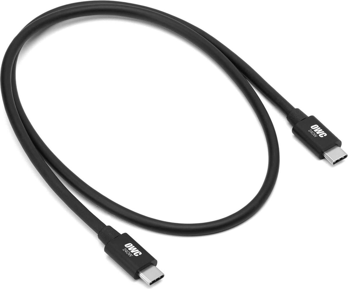 OWC USB-C Kabel Thunderbolt 4 & 5 - 80 cm - 80/120Gb/s - USB-C / USB-4 devices 240W - Zwart