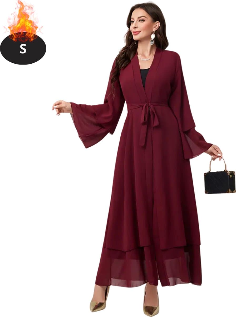 Bovista Islamitische Kleding - Djellaba Dames - Moslim Kleding - Arabisch Dames Kaftan - Alhamdulillah - Bordeauxrood S