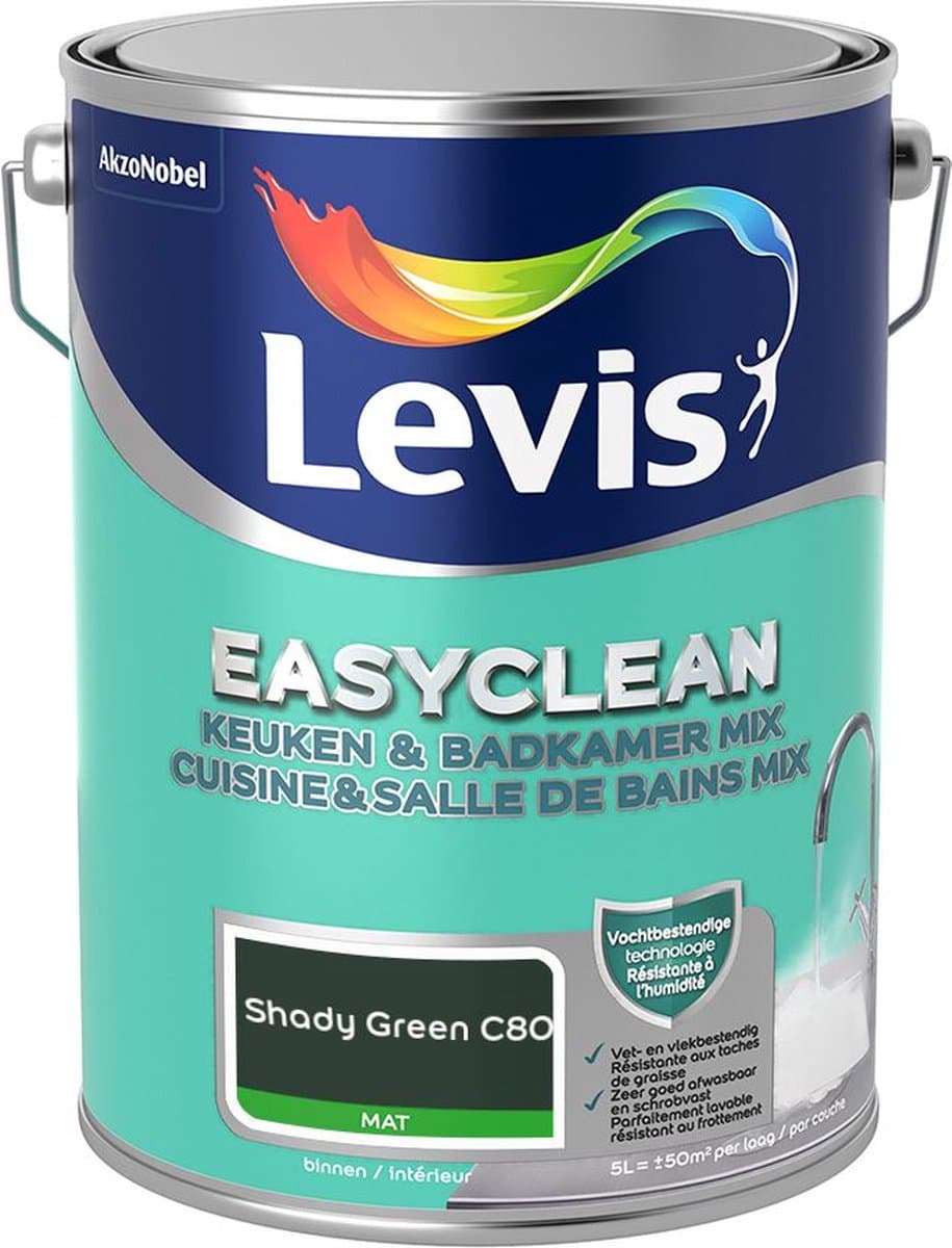 Levis - Easyclean Keuken & Badkamer Mix - Shady Green C80 - Mengverf - 5 L