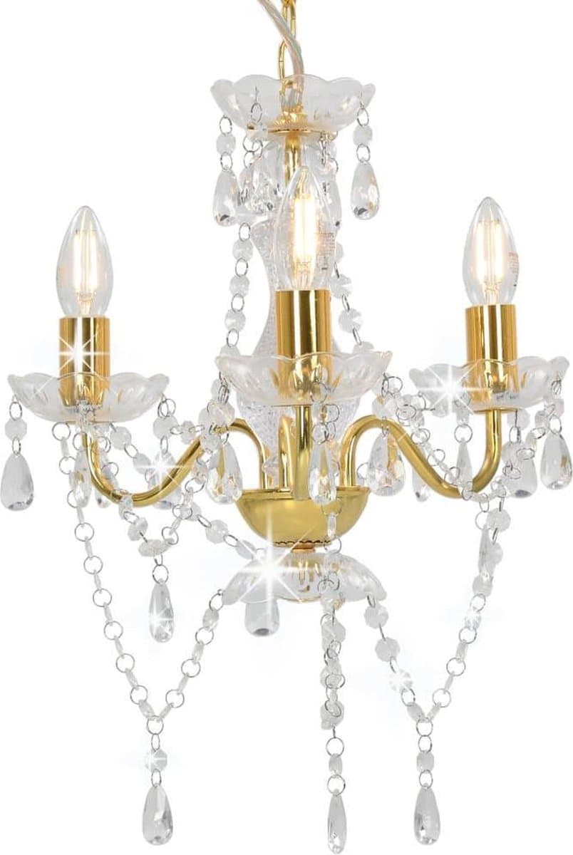 VidaXL Kroonluchter met kralen - Rond, 36 cm, Goud