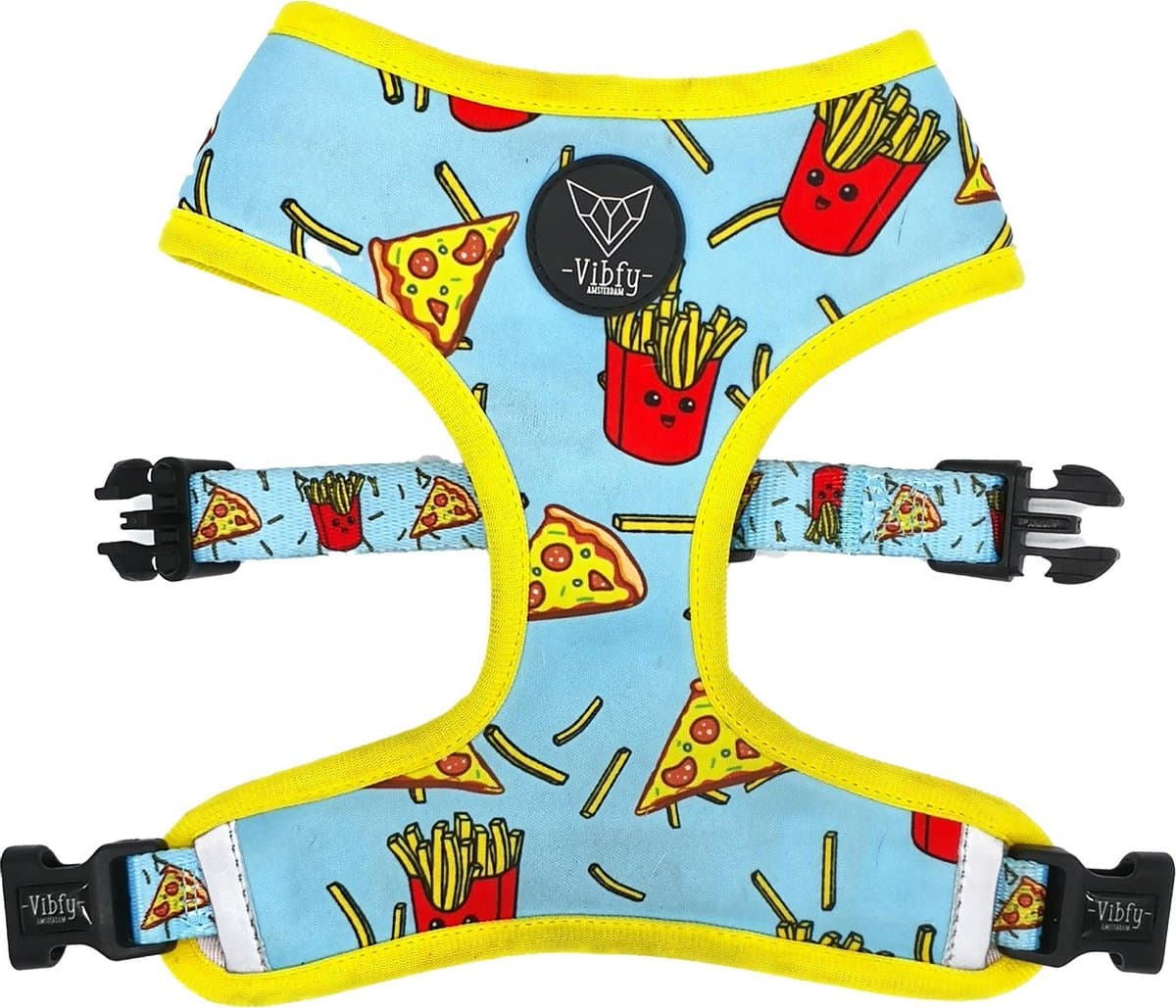 Vibfy - Subzero One - Hondentuigje - Duurzaam honden tuig / harnas - Pizza & Fries! - Maat S - 41 – 49 CM