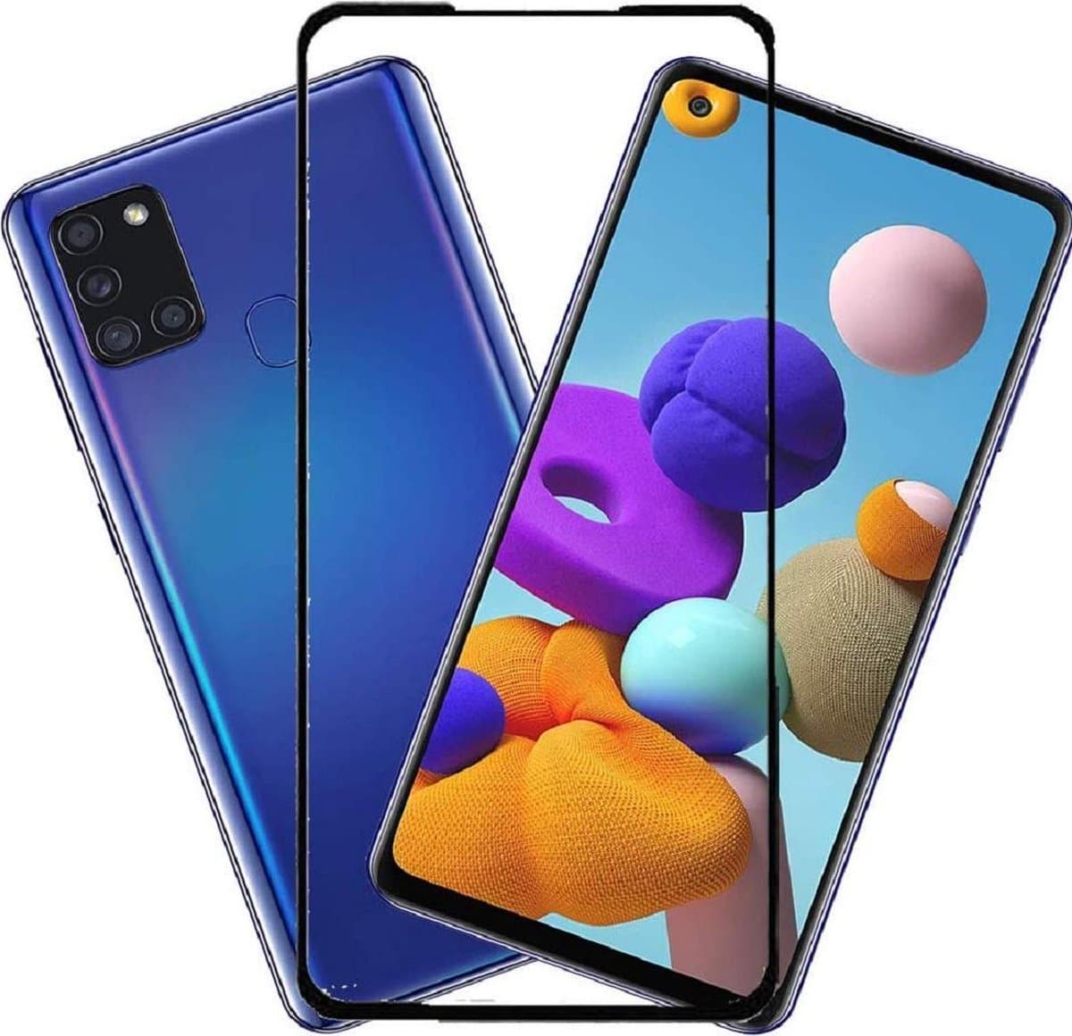 BixB Samsung Galaxy A21 Screenprotector ? Full gehard glas ? 2 suks ? Zwart