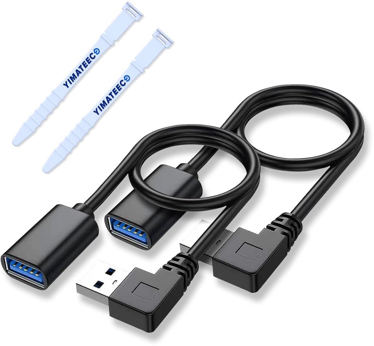 USB 3.0 Verlengkabel Haakse Stekker 90 Graden - 2 stuks 30 cm - 5 Gbps - Mannelijk naar Vrouwelijk - voor USB Apparaten