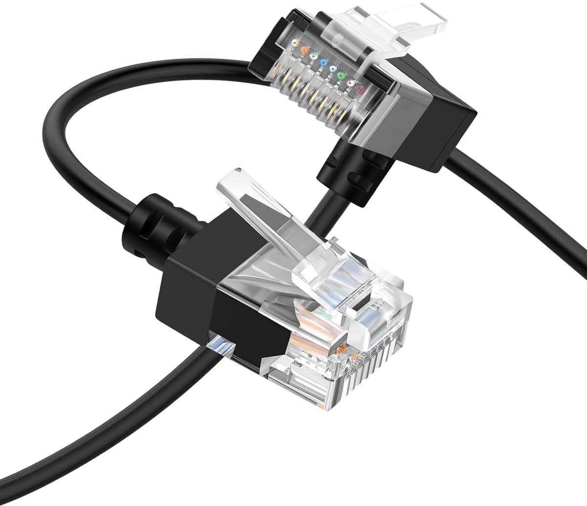 Cat6A Ethernet Kabel 2 Meter 90 Graden Gebogen RJ45 Patchkabel 10Gbps Hoge Snelheid Zwart