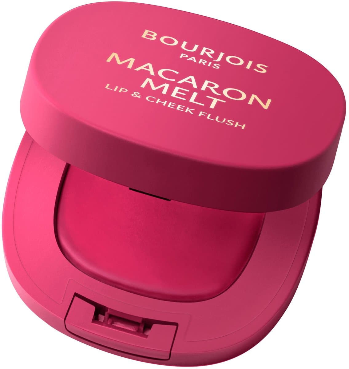 Bourjois Macaron Melt Lip & Cheek Flush, 4 Pink Guava, blush, veerkrachtige crèmetextuur die tot poeder transformeert, fluweelzachte, lichtgewicht formule, rijke kleur, vervagende finish, spiegeltje inbegrepen, 8 g