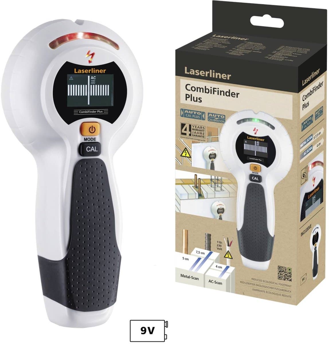 Laserliner CombiFinder Plus 080.955E – Detectieapparaat – Detectiediepte (max.) 75 mm