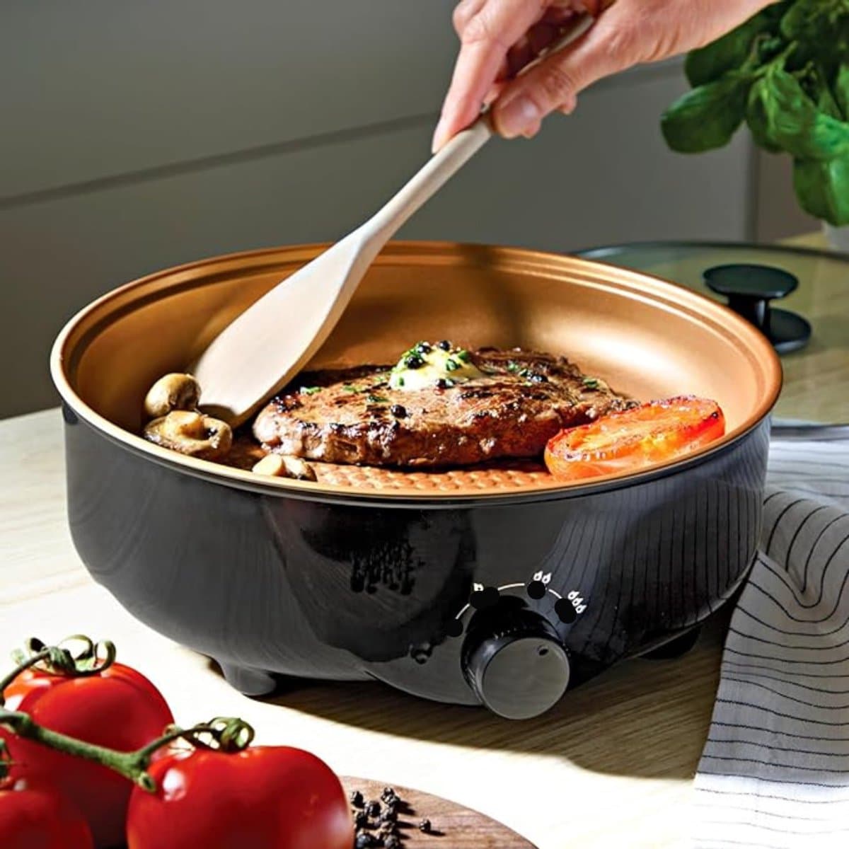 RONN® Partypan -Airfryer -Hapjespan - makkelijke schoon te maken - Diameter 32 cm - Zwart - 26cm x 10cm x 26cm