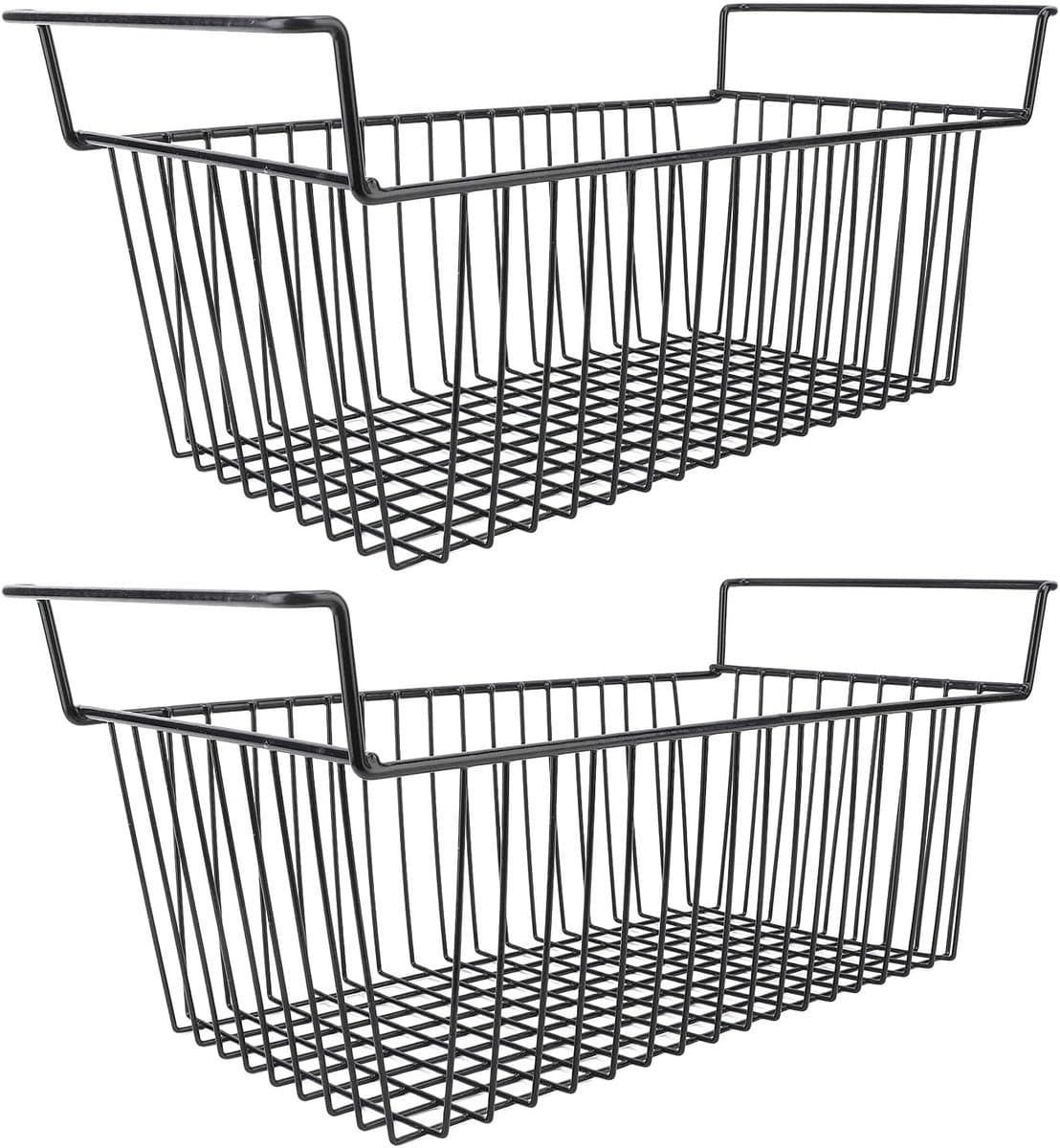 Diepvrieskist Organisator - Opbergrek Metaal - Voedsel Opslaan - Sterke Metaaldraad Constructie - L57 B29 H28 cm - Zwart