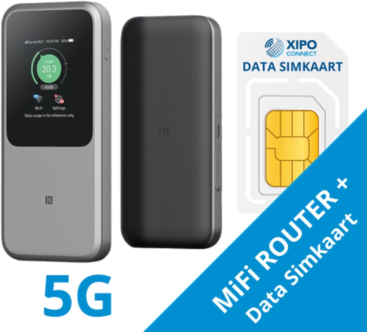 XIPO CONNECT - 5G MiFi Router + Data Sim Nederland (inclusief 10 GB data)