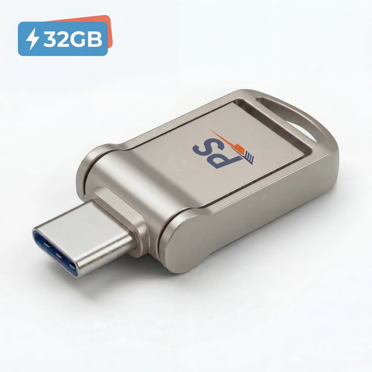 Perfect Speed USB Stick 32GB - USB 3.0 & USB-C – 110MB/s - Ultradun Metalen Flash Drive - Compatibel met iPhone >15, Samsung, Windows, Mac & Android