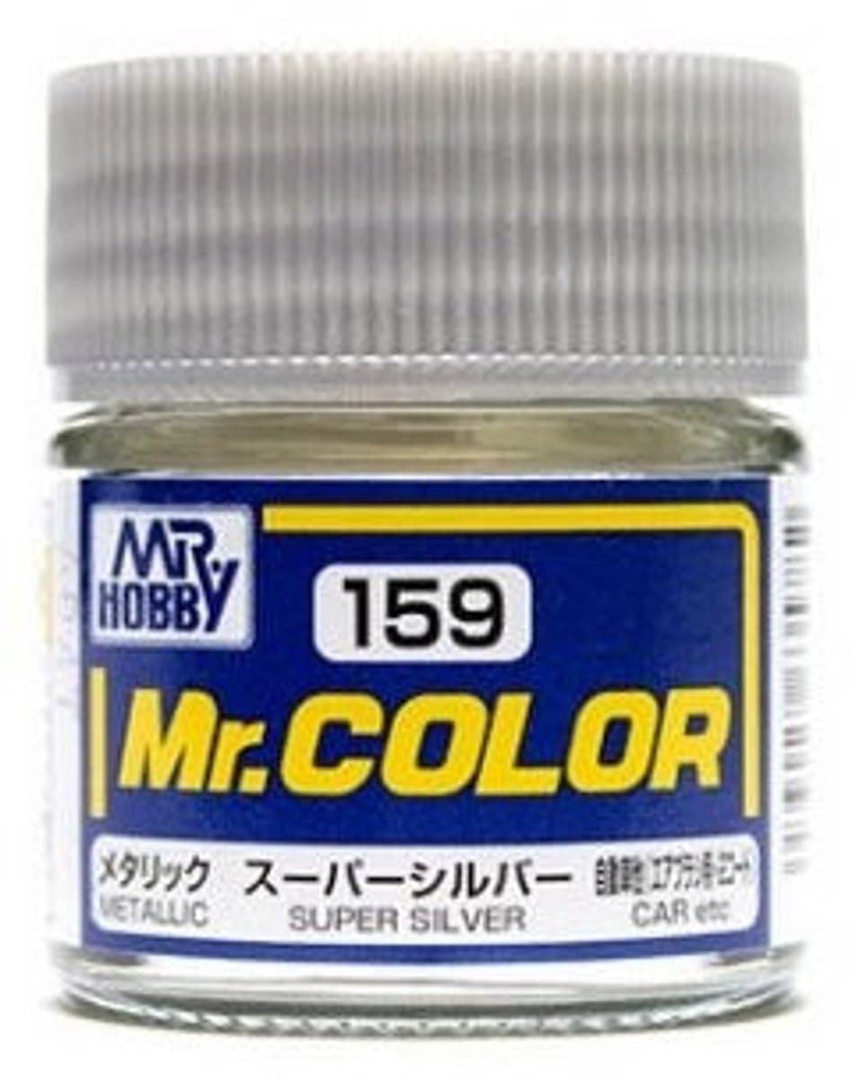 Gunze Mr. Hobby C-159 - Mr. Color 10 ml Super Silver - Lacquer Modelbouwverf