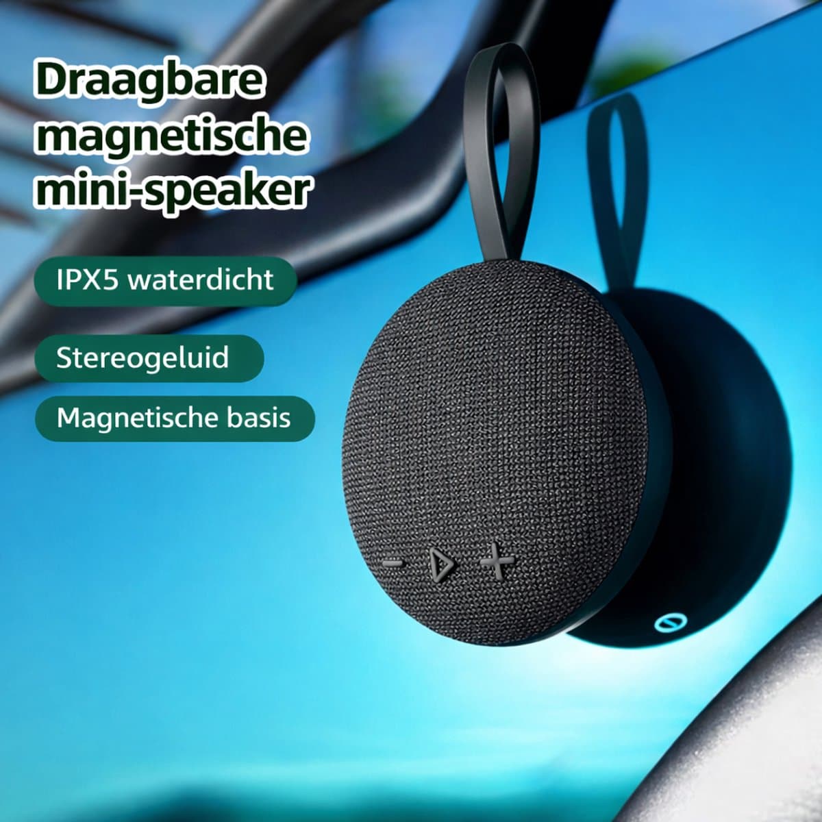 Mini Bluetooth Speaker Draadloos – Portable Waterproof IPX5 Speaker – 6W Stereo Geluid – Bluetooth 5.3 – Magnetische Muziek Box – TF Kaart MP3 – Compacte Speaker voor Smartphone, Laptop en Tablet-Zwart