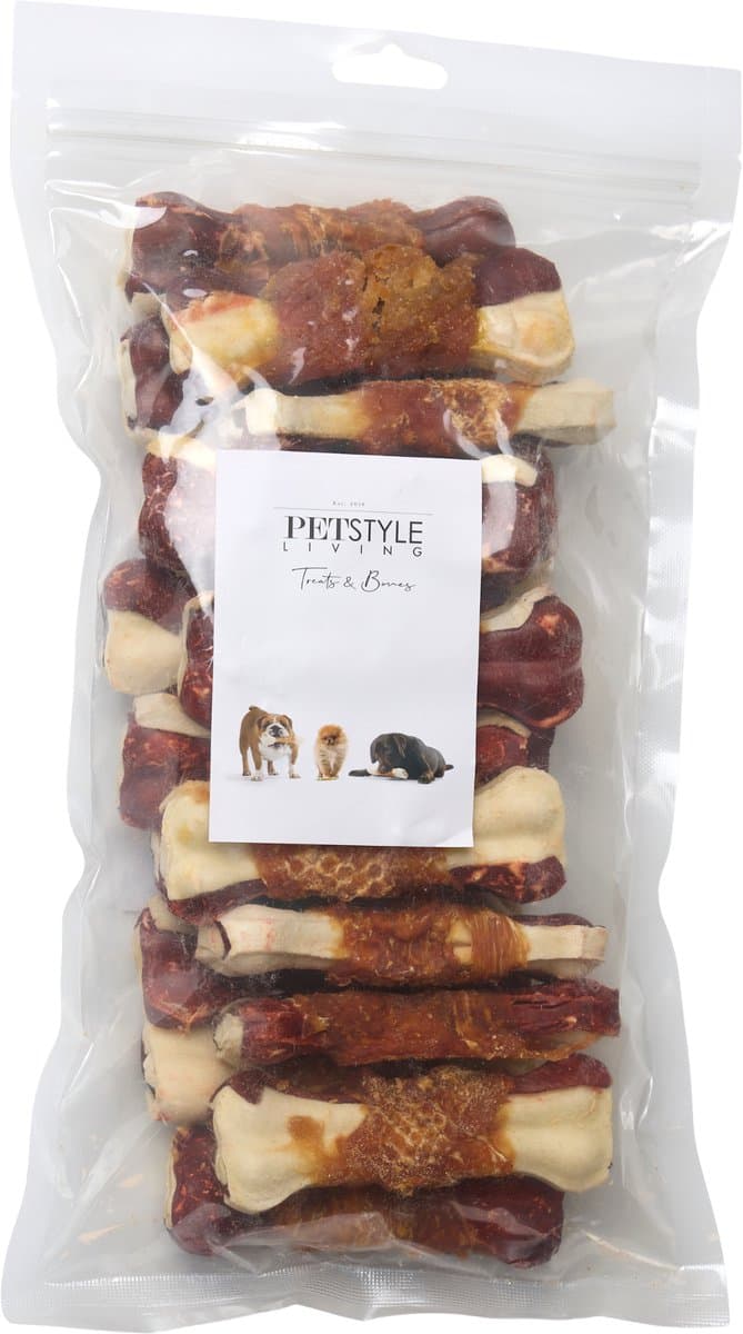 Petstyle Living Geperste Botten met Kip Meerkleurig 10cm - Hondensnacks - 20 Stuks