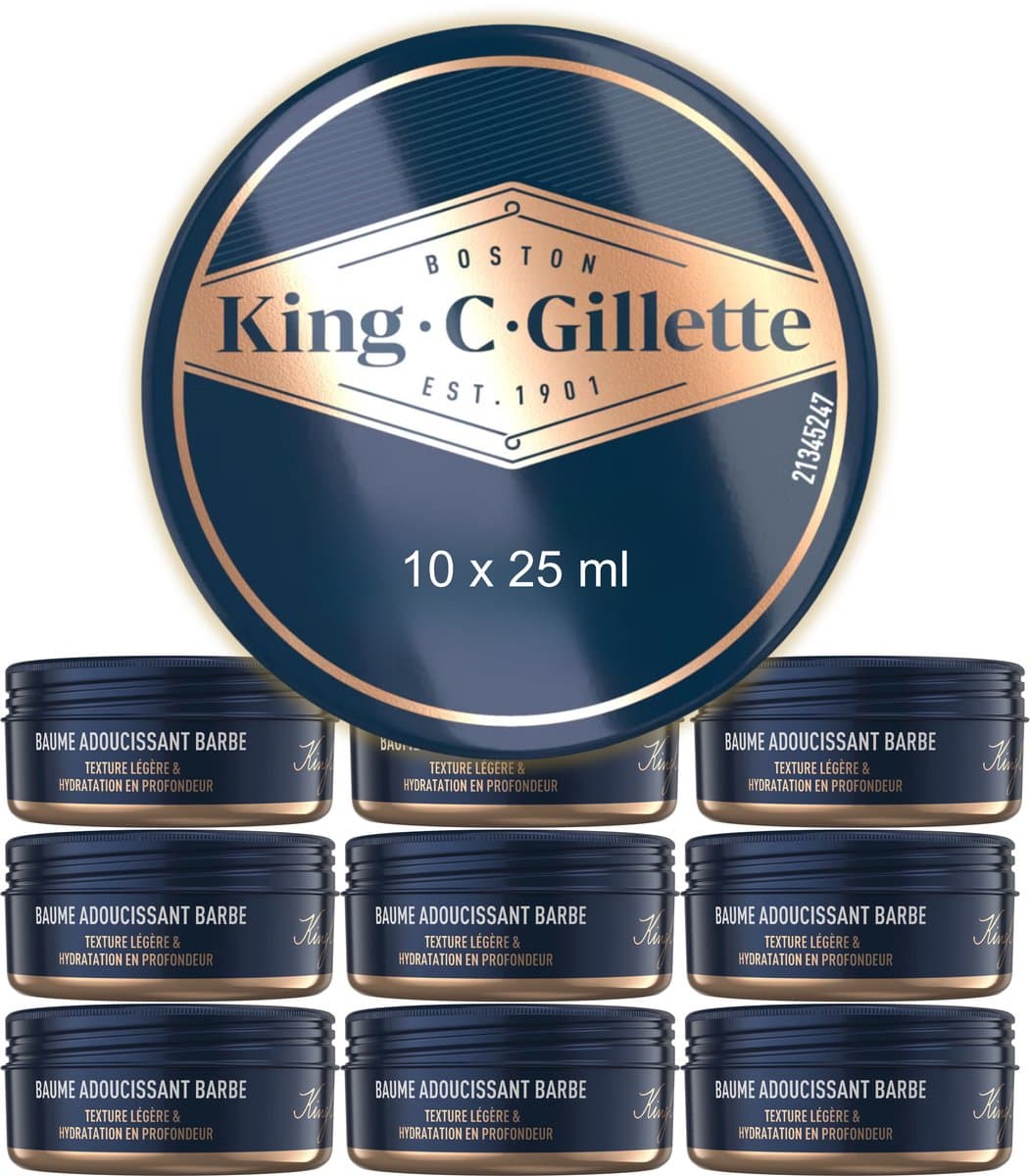 King C. Gillette Baardbalsem - Voor Een Zachte Baard - voordeelverpakking 10 x 25 ml
