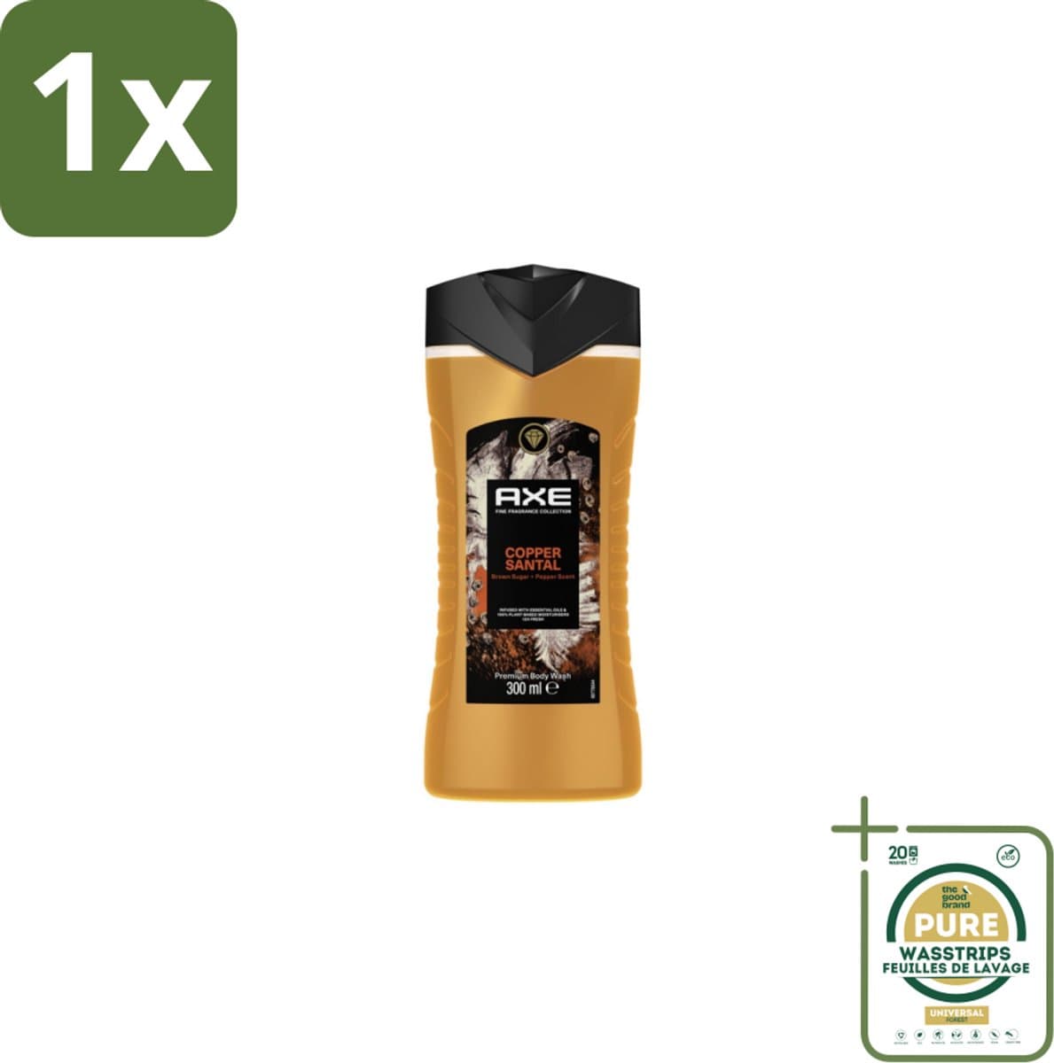 1 x Axe – Douchegel – Copper Santal – 300 ml- Douchegel - Koper Santal - Warme Houtgeur - Mannelijke Geur - Huid Reinigen
