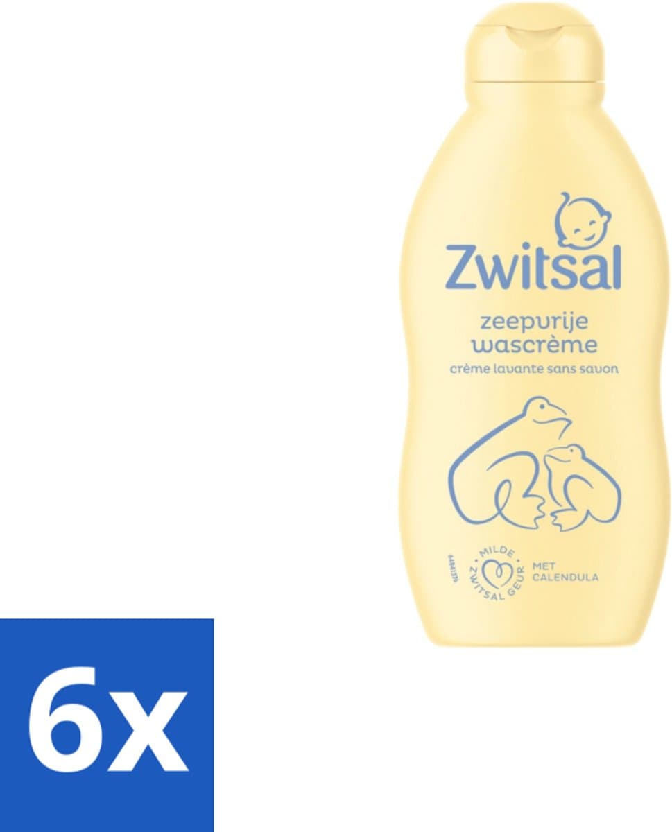 6 x Zwitsal Zeepvrije Wascrème 200 ml - Babyhuid Verzorging - Zeepvrije Wascrème - Calendula - Milde Wascrème - Anti-prik
