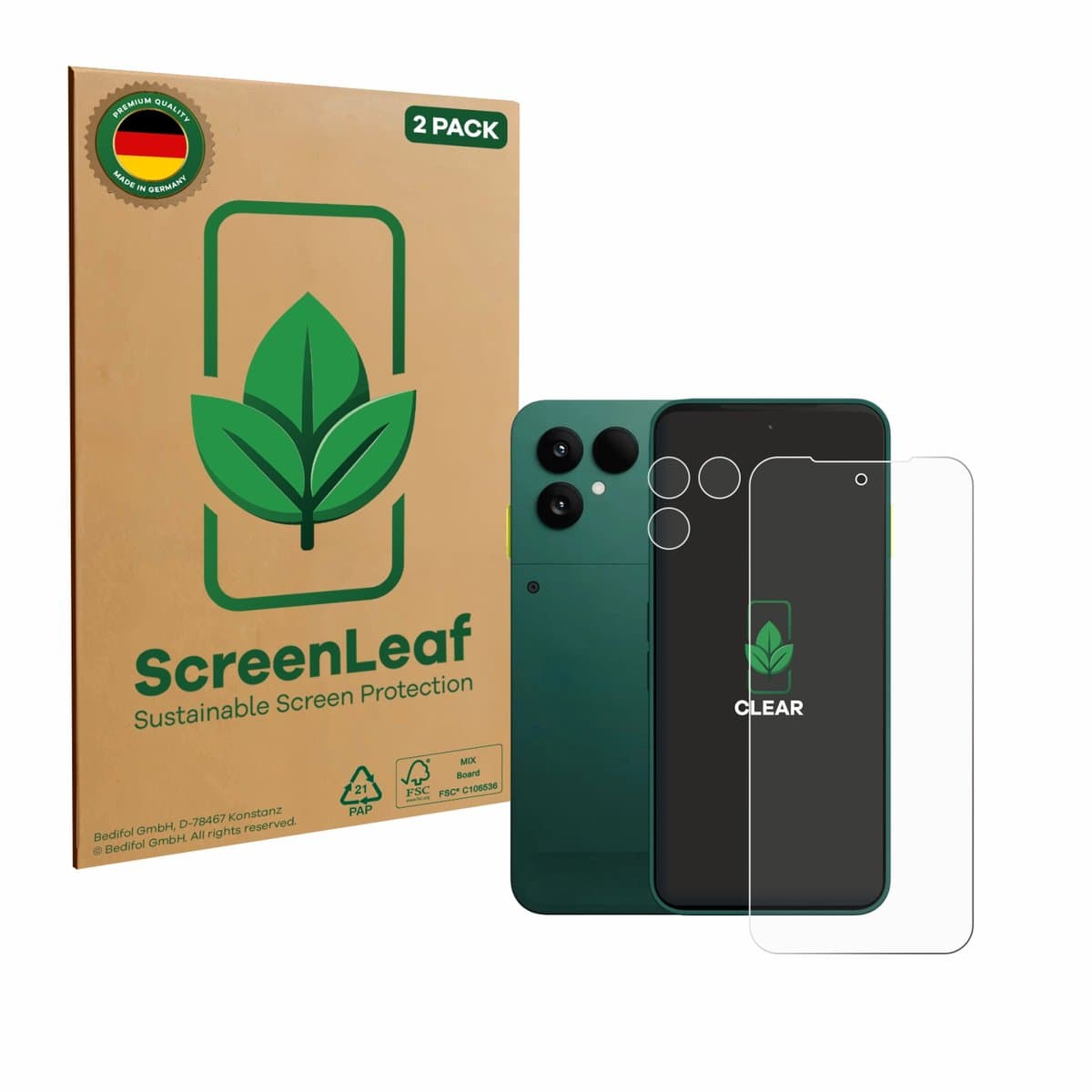 ScreenLeaf - Screenprotector voor Fairphone 6 (Voor+Camera) - Duurzame schermbescherming Folie Beschermfolie transparant 2 Stuks