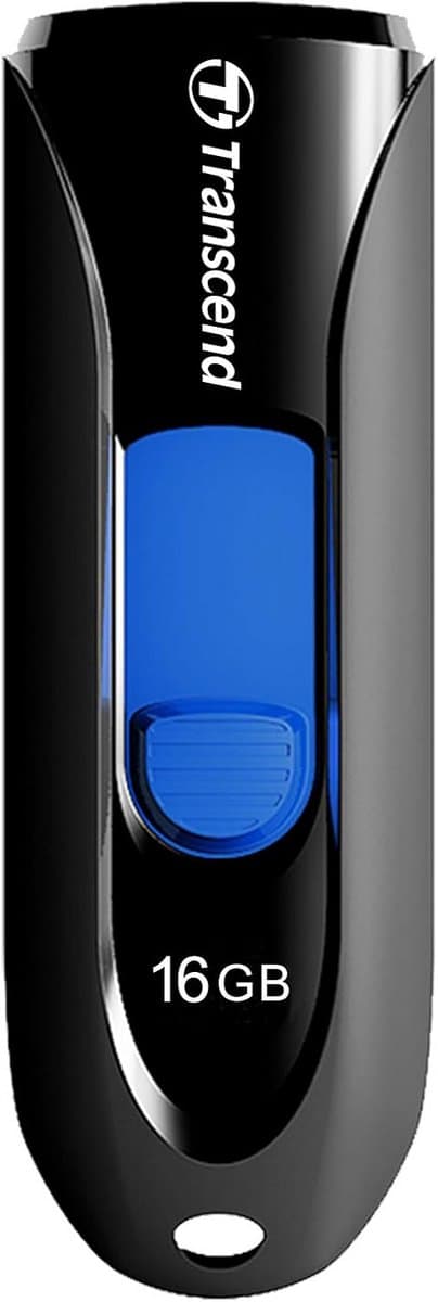 Snelle USB Stick 16GB Zwart - USB 3.1 Geheugenstick met Uitschuifbare Connector