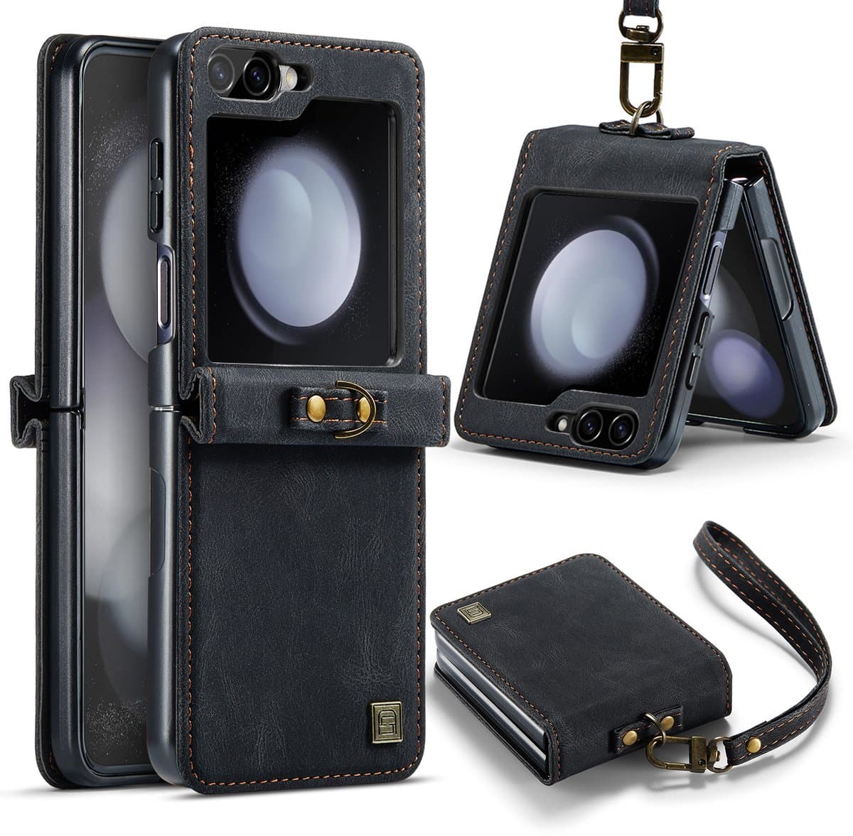 Luxe Flip Case met Polskoord voor Samsung Galaxy Z Flip 7 _ Zwart