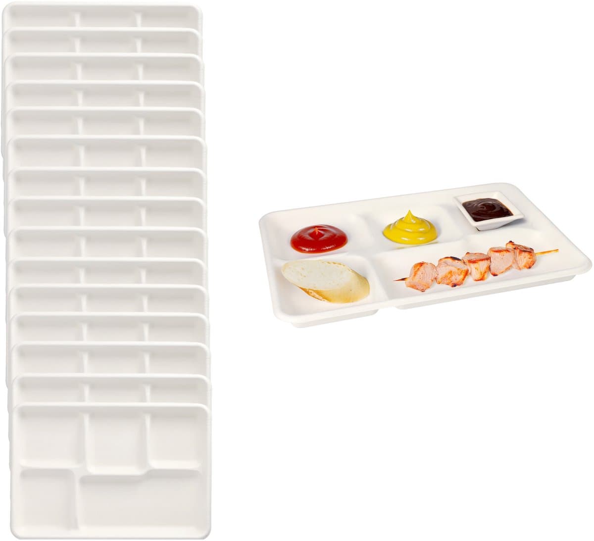 Papstar Wegwerp vakjes borden - 100x stuks - 22 x 32 x 2 cm - suikerriet - biologisch afbreekbaar