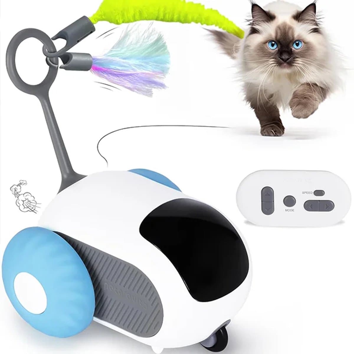 Otiume Slim Interactieve Kattenauto – Zelfrijdend – USB Oplaadbaar – Speeltje