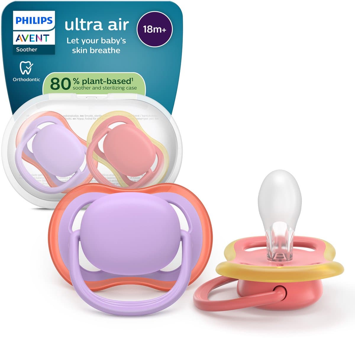 Philips Avent Ultra Air – Ademend en lichtgewicht fopspeen (18mnd+) – 2 stuks - SCF349/46